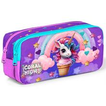 Coral High Kız Çocuk Mor Pembe İki Bölmeli İlkokul Kalem Çantası