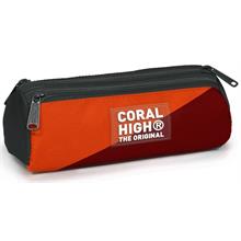 Coral High Erkek Çocuk Bordo Turuncu Üç Gözlü Okul Kalem Çantası