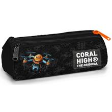 Coral High Siyah Drone Baskılı Erkek Çocuk Okul Kalem Çantası - Üç Bölmeli
