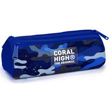 Coral High Erkek Çocuk Mavi Kamuflaj Desenli Üç Gözlü Kalemlik - İlkokul Ortaokul
