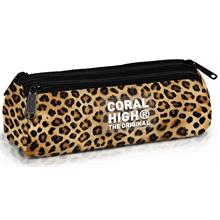 Coral High Kahverengi Leopar Desenli Kız Çocuk İlkokul ve Ortaokul Okul Kalem Çantası