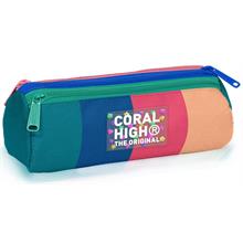 Coral High Erkek ve Kız ve Erkek Çocuk Yeşil-Turuncu Renk Geçişli Üç Bölmeli Kalem Çantası