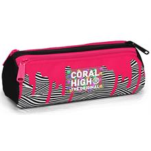 Coral High Kırmızı/Siyah Kız Çocuk Boya Desenli Okul Kalem Çantası - Üç Bölmeli