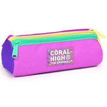 Coral High Kız Çocuk Üç Bölmeli Pembe Yeşil İlkokul ve Ortaokul Okul Kalem Çantası