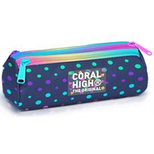 Coral High Üç Bölmeli Lacivert Puantiyeli Kız Çocuk Kalem Çantası