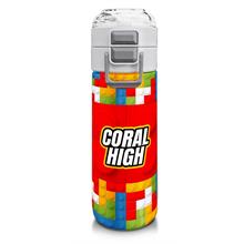 Coral High 500 ml Pipetli ve Direkt İçim Çelik Termos/Matara - Erkek Çocuk -  Blok Desenli