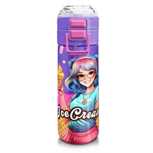 Coral High Kız Çocuk 500 ml Okul ve Günlük Paslanmaz Çelik Termos - Pembe Turkuaz K-Pop Dondurma Desenli - Sızdırmaz
