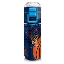 Coral High 500 ml Paslanmaz Çelik Okul Termosu/Suluk/Matara - Erkek Çocuk - Turuncu Lacivert Basketbol Desenli - Sızdırma Yapmaz