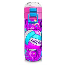 Coral High Kız Çocuk 500 ml Okul ve Günlük Paslanmaz Çelik Termos - Pembe Mor Voleybol Desenli - Sızdırmaz