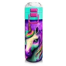 Coral High Kız Çocuk 500 ml Okul ve Günlük Paslanmaz Çelik Termos - Pembe Su Yeşili Unicorn Desenli  - Sızdırmaz