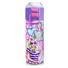 Coral High Kız Çocuk 500 ml Okul ve Günlük Paslanmaz Çelik Termos - Pembe Mor Fashion Girl Desenli  - Sızdırmaz