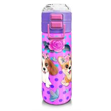 Coral High 500 ml Kız Çocuk Pipetli Termos/Matara - Pembe Köpek Desenli  - Çift Kullanım Özelliği