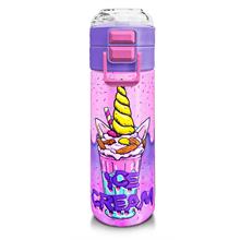 Coral High Kız Çocuk 500 ml Okul ve Günlük Paslanmaz Çelik Termos - Pembe Mor Milkshake Dondurma Desenli  - Sızdırmaz