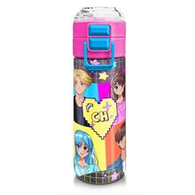 Coral High 500 ml Gri Mavi Pembe Anime Desenli  - Kız Çocuk Paslanmaz Çelik Okul Termosu/Suluk/Matara