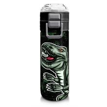 Coral High 500 ml Koyu Yeşil Siyah Dinozor Desenli  - Erkek Çocuk Paslanmaz Çelik Okul Termosu/Suluk/Matara