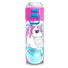 Coral High Kız Çocuk İçin 500 ml lik Paslanmaz Çelik Termos/Suluk - Mavi Neon Pembe Unicorn Desenli