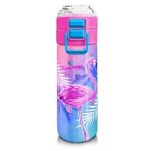 Coral High Kız Çocuk İçin 500 ml lik Paslanmaz Çelik Termos/Suluk - Pembe Lavanta Flamingo Desenli