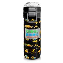 Coral High 500 ml Paslanmaz Çelik Okul Termosu/Suluk/Matara - Erkek Çocuk - Siyah Sarı İş Makinesi Desenli  - Sızdırma Yapmaz