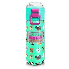 Coral High 500 ml Paslanmaz Çelik Okul Termosu/Suluk/Matara - Kız Çocuk - Su Yeşili Neon Pembe Köpek Desenli - Sızdırma Yapmaz