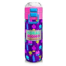 Coral High Kız Çocuk İçin 500 ml lik Paslanmaz Çelik Termos/Suluk - Mor Pembe Kaktüs Desenli