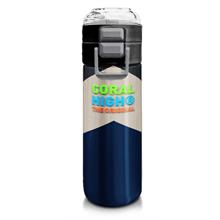 Coral High 500 ml Lacivert Koyu Gri Bej Desenli  - Erkek Çocuk Paslanmaz Çelik Okul Termosu/Suluk/Matara
