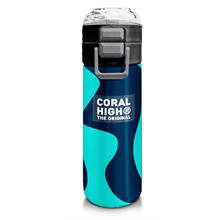 Coral High Erkek Çocuk İçin 500 ml lik Paslanmaz Çelik Termos/Suluk - Lacivert Turkuaz Desenli