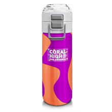 Coral High 500 ml Koyu Pembe Turuncu Desenli - Erkek Çocuk Paslanmaz Çelik Okul Termosu/Suluk/Matara