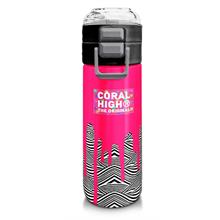Coral High Kız Çocuk 500 ml Okul ve Günlük Paslanmaz Çelik Termos - Pembe Siyah Beyaz Desenli - Sızdırmaz