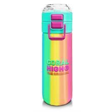 Coral High Kız Çocuk 500 ml Okul ve Günlük Paslanmaz Çelik Termos - Yeşil/Sarı Renkli Çizgili - Sızdırmaz