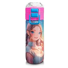 Coral High 500 ml Paslanmaz Çelik Okul Termosu/Suluk/Matara - Kız Çocuk - Turkuaz Pembe Anime Kız Desenli  - Sızdırma Yapmaz