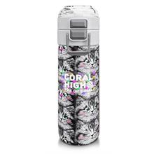 Coral High 500 ml Gri Kedi Desenli  - Kız Çocuk Paslanmaz Çelik Okul Termosu/Suluk/Matara