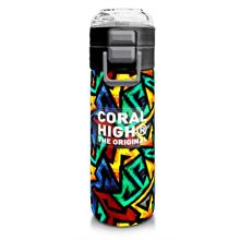 Coral High 500 ml Paslanmaz Çelik Okul Termosu/Suluk/Matara - Erkek Çocuk - Siyah Grafiti Desenli  - Sızdırma Yapmaz