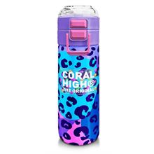 Coral High Kız Çocuk İçin 500 ml lik Paslanmaz Çelik Termos/Suluk - Mor Leopar Desenli