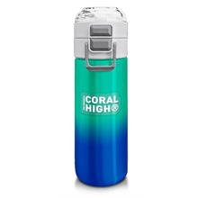 Coral High 500 ml Paslanmaz Çelik Okul Termosu/Suluk/Matara - Erkek Çocuk - Yeşil Saks Renk Geçişli - Sızdırma Yapmaz