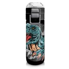 Coral High 500 ml Koyu Gri Siyah Dinozor Desenli  - Erkek Çocuk Paslanmaz Çelik Okul Termosu/Suluk/Matara