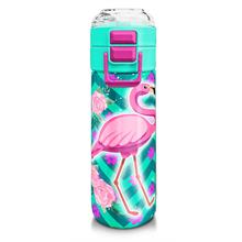 Coral High 500 ml Paslanmaz Çelik Okul Termosu/Suluk/Matara - Kız Çocuk - Su Yeşili Pembe Flamingo Desenli  - Sızdırma Yapmaz