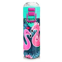 Coral High 500 ml Kız Çocuk Pipetli Termos/Matara - Neon Mercan Su Yeşili Flamingo Desenli - Çift Kullanım Özelliği