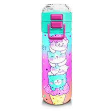 Coral High 500 ml Pipetli ve Direkt İçim Çelik Termos/Matara - Kız Çocuk -  Coral High KidsRenkli Dondurmalı Kedi Desenli