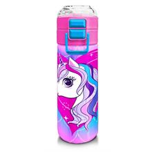 Coral High 500 ml Kız Çocuk Pipetli Termos/Matara - Mor Pembe Unicorn Desenli - Çift Kullanım Özelliği