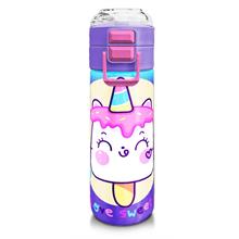 Coral High Kız Çocuk 500 ml Okul ve Günlük Paslanmaz Çelik Termos - Renkli Batik Unicorn Dondurma Desenli  - Sızdırmaz
