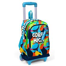 Coral High Işıklı Tekerlekli Çekçek Okul Çantası - 3 Bölmeli, 2 Kademe Sap Ayarı, Lacivert Mavi Grafiti (Erkek Çocuk) 23977