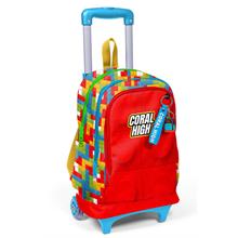 Coral High Işıklı Tekerlekli Çekçek Okul Çantası - 3 Bölmeli, 2li Sap Ayarı, Kırmızı Yapı Blokları (Erkek ve Kız Çocuk) 23975