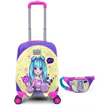Coral High Sarı Anime Kız - Kız Çocuk Tatil Seyahat Valizi ve Bel Çantası Takımı