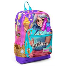 Coral High Dört Bölmeli Kız Çocuk İlkokul 1-2-3-4. Sınıf Okul Sırt Çantası - Mor Anime Dondurmalı Kız