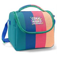 Coral High İlkokul Kız Çocuk Okul Beslenme Çantası, Yeşil Mavi Pembe Renkli Çizgili, Termoslu (Isı Yalıtımlı)