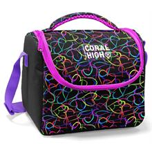 Coral High Thermo Beslenme Çantası - Kız Çocuk, Kalp Baskılı Siyah Pembe