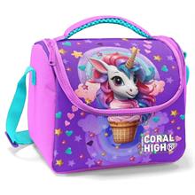 Coral High Kız Çocuk Termoslu Beslenme Çantası - Mor Pembe Dondurma Unicorn, Kız Çocuk