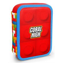 Coral High Erkek Çocuk Organizer Kalemlik/Kalem Çantası - Kırmızı Yapı Blokları