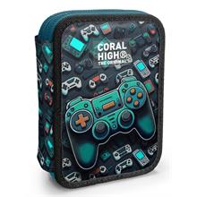 Coral High Erkek Çocuk Organizer Kalemlik/Kalem Çantası - Nefti Yeşil Oyun Konsolu
