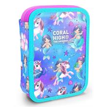Coral High İki Karlı Organizer Kalemlik - Turkuaz Unicorn, Kız Çocuk, Turkuaz Unicorn